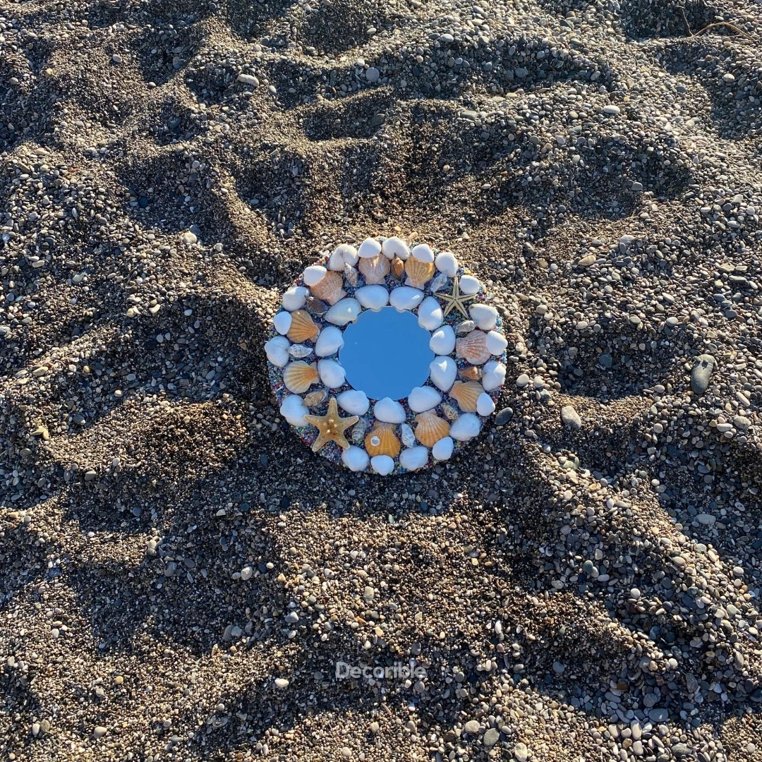 Renkli Deniz Kabuklu El Yapımı Askılı Dekoratif Ayna